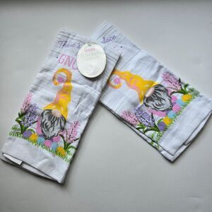 CLEARANCE Easter Spring Towels 2 Pc There's No Place Like Gnome Pastel Seasonal